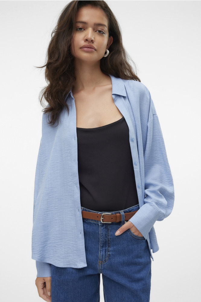 VMMELANEY QUEENY LS SHIRT WVN NOOS 10316389 CHAMBRAY BLUE/MELANGE